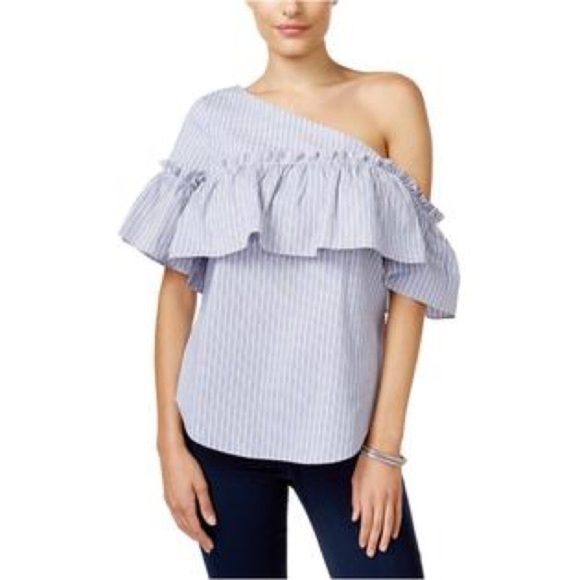 Bar III WOMEN’s Ruffled one shoulder blouse - Picture 2 of 7
